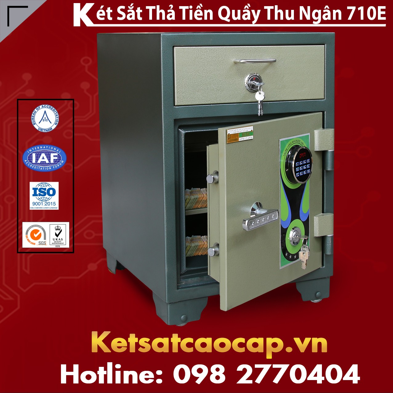 Két Sắt Thả Tiền Quầy Thu Ngân BEMC 710E Két Sắt Điện Tử Chính Hãng đẹp